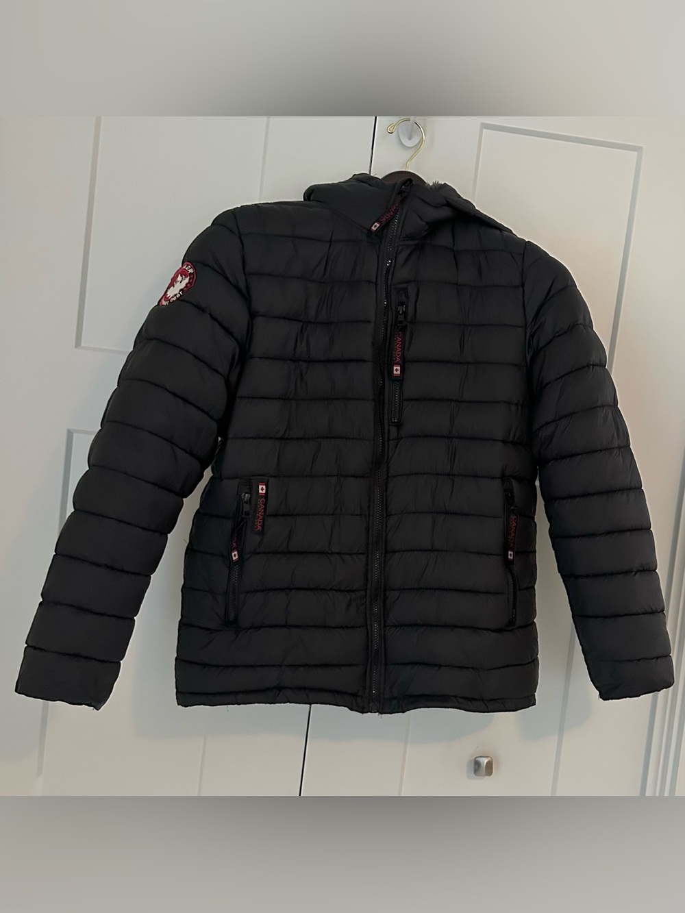 Canada Gear Women's Black Quilted Hooded removable Fleece Lined Puffer Jacket M